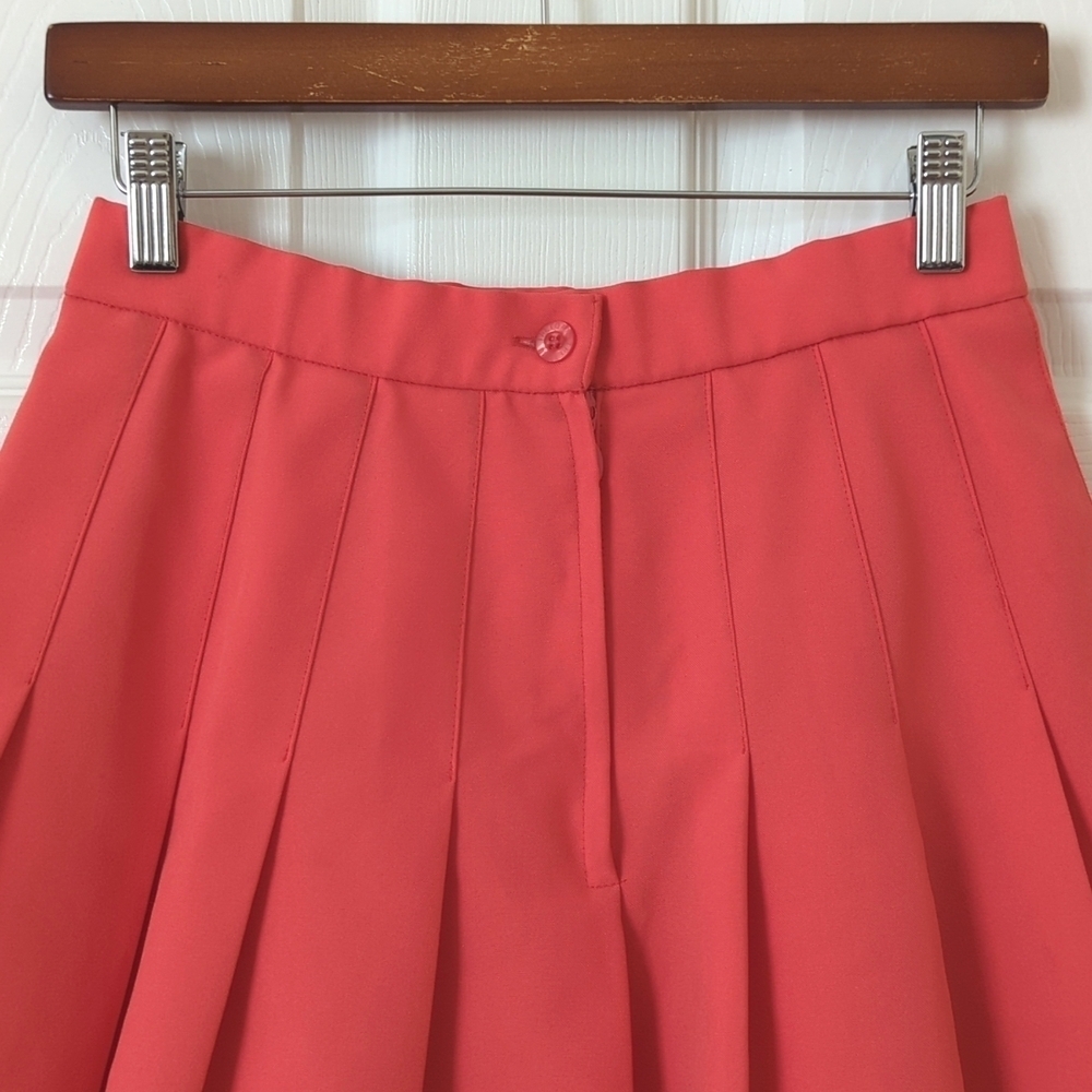 Tretorn 80's Vintage Classic Pleated High Waisted Mini Tennis Skirt Hot Coral 8 - Picture 7 of 10